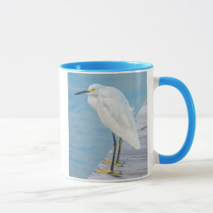 New Smyrna Beach, Snowy Egret auf Dock Tasse