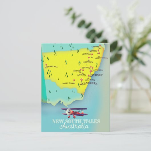 New South Wales Australia Map (Stehend Vorderseite)