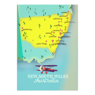 New South Wales Australia Map Fotodruck