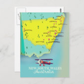 New South Wales Australia Map Postkarte (Vorne/Hinten)