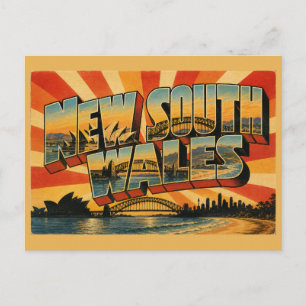 New South Wales Australien Vintage Reise Kunst Postkarte