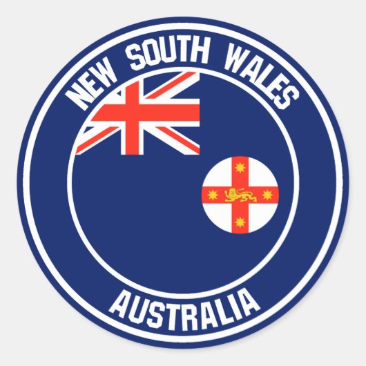 New South Wales Round Emblem Runder Aufkleber (Vorderseite)