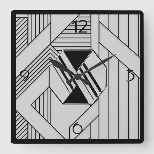 New Style Art Deco Quadratische Wanduhr (Vorderseite)