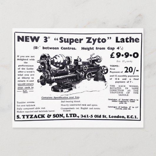 New Super Zyto Lathe Avert Postcard der 1930er Jah Postkarte (Vorderseite)