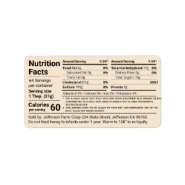 New Tabular Honey Nutrition Facts Antique White Adressaufkleber