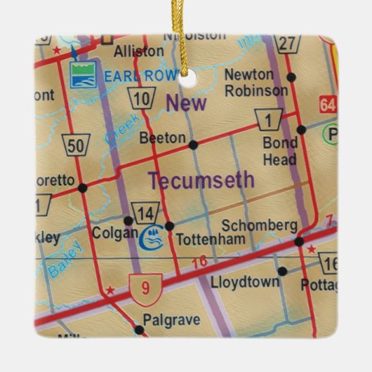 New Tecumseth ON Painted Map Keramikornament (Vorderseite)