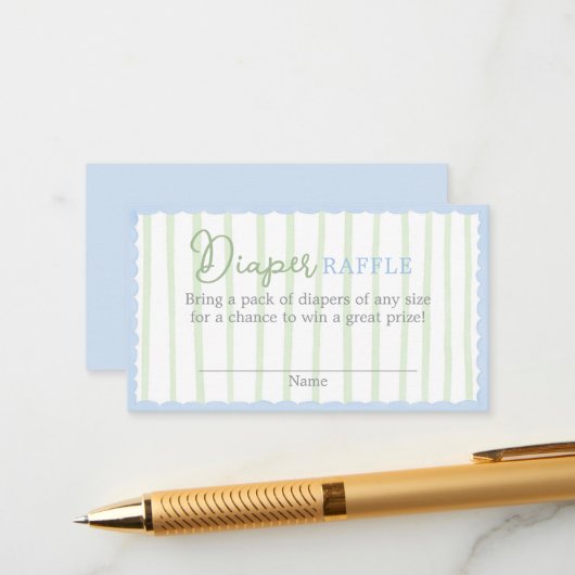 New to the Club Baby Shower Diaper Raffle Card Begleitkarte (Vorderseite/Rückseite Beispiel)