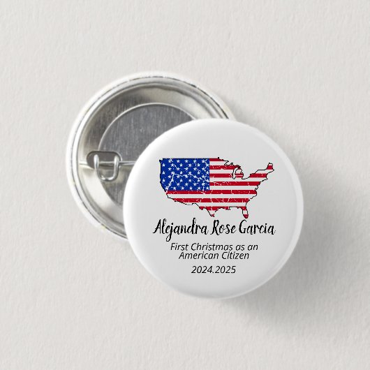 New U.S. Citizen – American Map Citizenship Day Button (Vorne & Hinten)