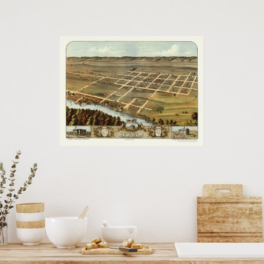 New Ulm, MN Panorama Karte - 1870 Poster (Küche)