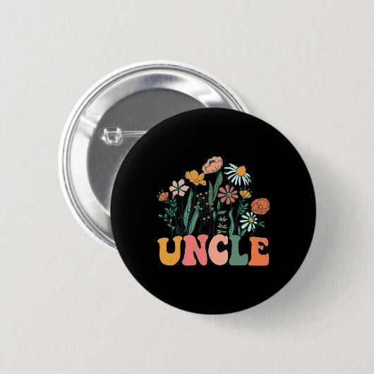 New Uncle Wildflower First Birthday & Baby Sho Button (Vorne & Hinten)