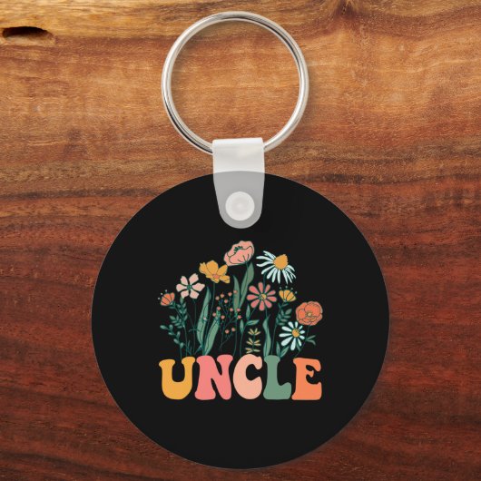 New Uncle Wildflower First Birthday & Baby Sho Schlüsselanhänger (Vorderseite)