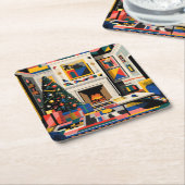 New Wave 1980s Pop Art Christmas Coaster Rechteckiger Pappuntersetzer (angewinkelt)