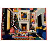 New Wave 1980s Pop Art Christmas Große Geschenktüte (Vorderseite)
