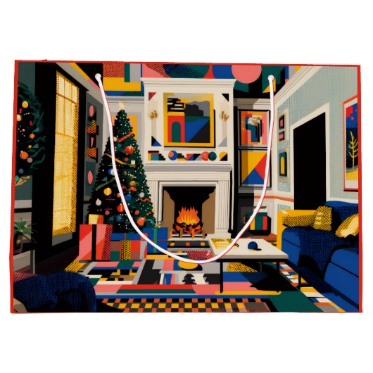 New Wave 1980s Pop Art Christmas Große Geschenktüte (Rückseite)