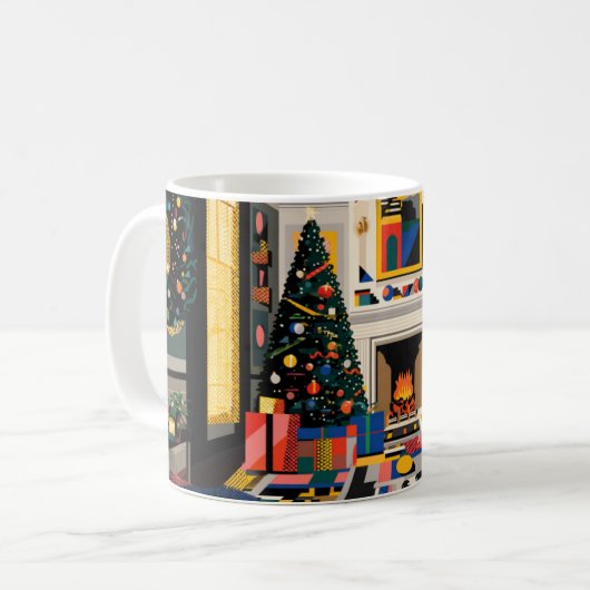 New Wave 1980s Pop Art Christmas Mug Kaffeetasse (Vorderseite Links)