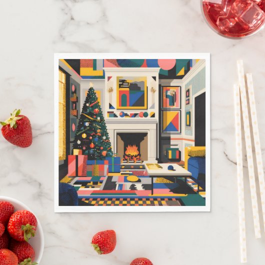 New Wave 1980s Pop Art Christmas Napkins Serviette (Beispiel)