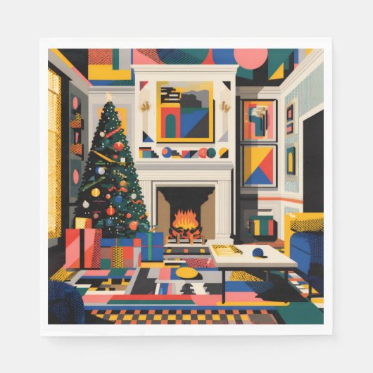 New Wave 1980s Pop Art Christmas Napkins Serviette (Vorderseite)