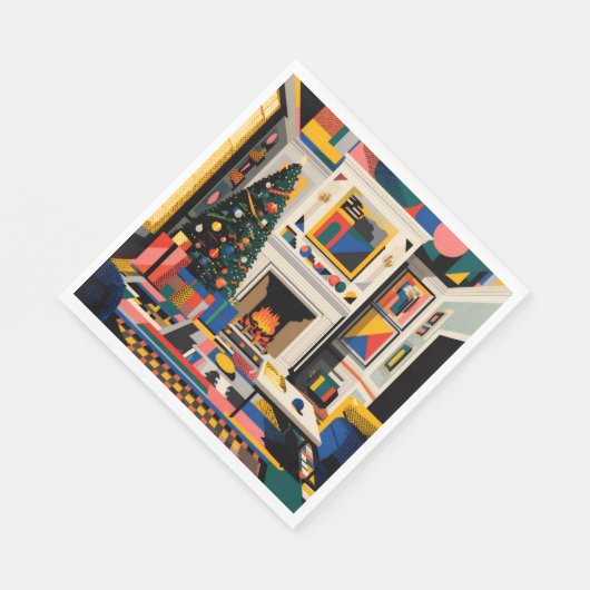 New Wave 1980s Pop Art Christmas Napkins Serviette (Ecke)