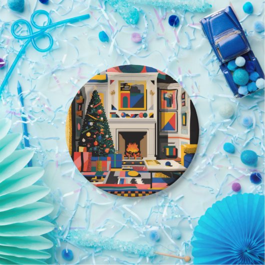 New Wave 1980s Pop Art Christmas Pappteller (Party)