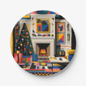 New Wave 1980s Pop Art Christmas Pappteller (Vorderseite)