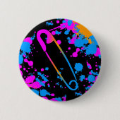 NEW WAVE 80er RETRO PUNK SICHERHEITSNADEL SPLATTER Button (Vorderseite)