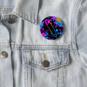NEW WAVE 80er RETRO PUNK SICHERHEITSNADEL SPLATTER Button (Beispiel)