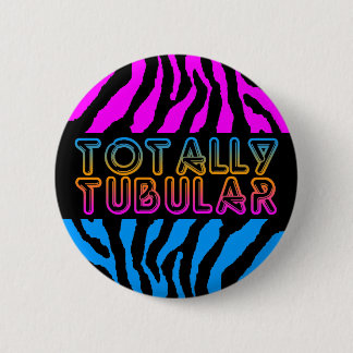 NEW WAVE 80s RETRO TOTALLY TUBULAR TIGER STRIPES Button