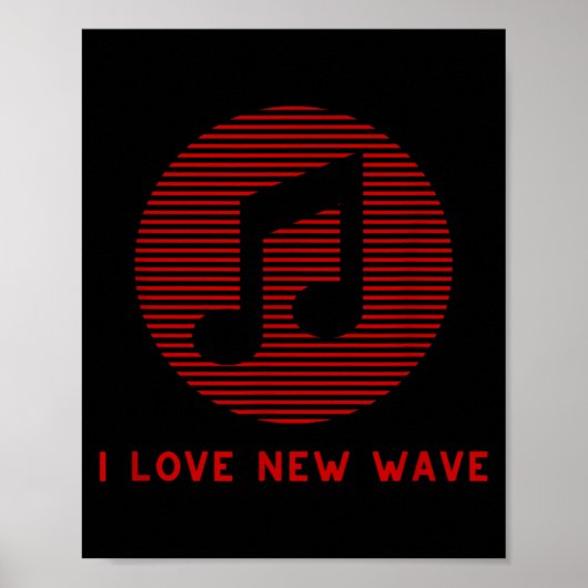 New Wave Music Red And Black Funny 70's 80's Music Poster (Vorne)