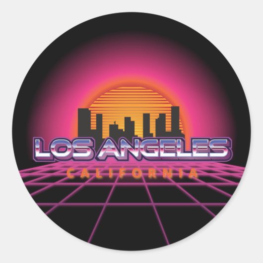 New Wave Retro Los Angeles Runder Aufkleber (Vorderseite)