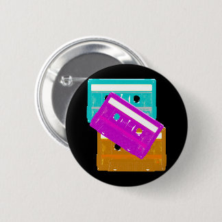 New Wave Retro Vintage 80s Cassette Tapes Pin Button