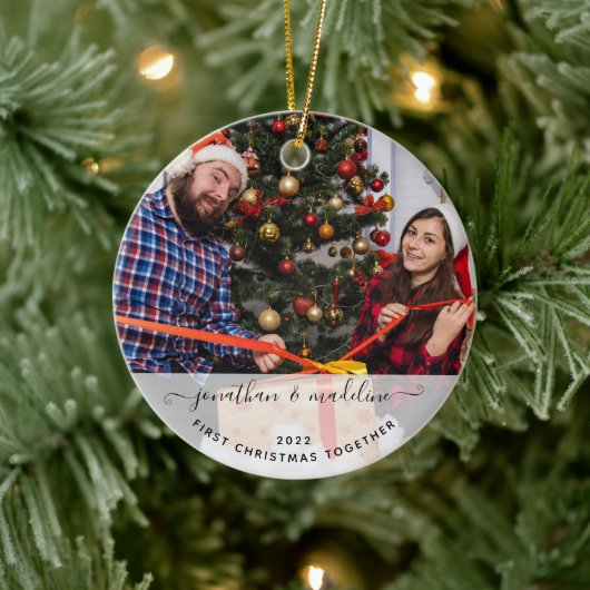 New Weds First Christmas Together Foto Keramik Keramik Ornament (Baum)