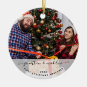 New Weds First Christmas Together Foto Keramik Keramik Ornament (Vorne)