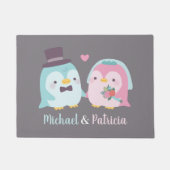 New Weds Niedlich Pinguin Groom and Bride Fußmatte (Vorderseite)