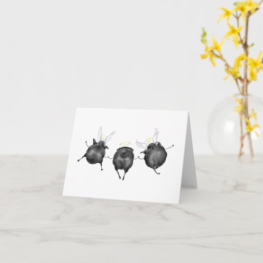 New Wings Black Mops Engel Beileid Card Karte (Gelbe Blume)