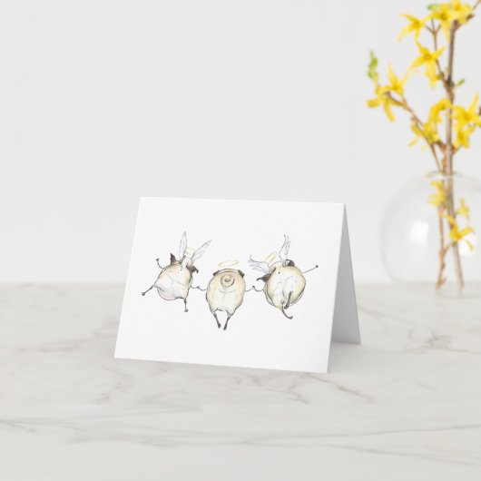 New Wings Mops Engel Beileid-Karte Karte (Gelbe Blume)