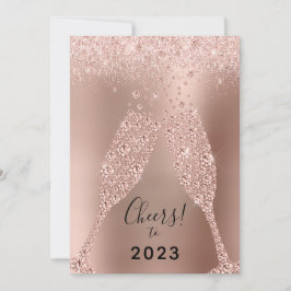 New Year 2023 Rose Gold Metallic Glitter Feiertagskarte