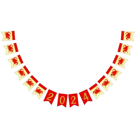 New Year 2024 Red Dragon Fun Party Decor Wimpelkette (Alle)