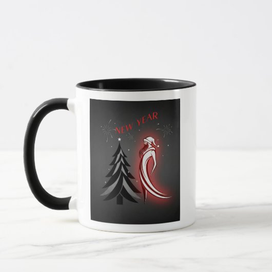 New Year 2026 – Black & White Mug with Red Accent  Tasse (Links)