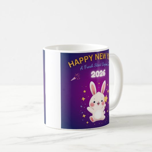 New Year 2026 Bunny Celebration Kaffeetasse (VorderseiteRechts)