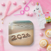 New Year 2026 In Beach Sand Pappteller (Party)
