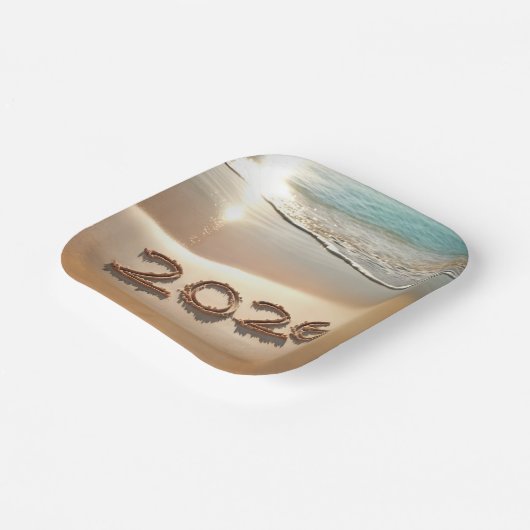 New Year 2026 In Beach Sand Pappteller (Gewinkelt)