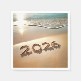 New Year 2026 In Beach Sand Serviette