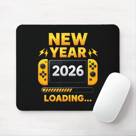 New Year 2026 Loading Gaming Controller New Years Mousepad (Mit Mouse)