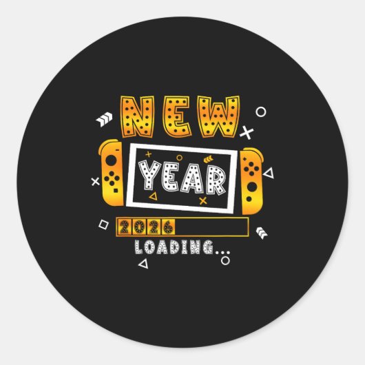New Year 2026 Loading Video Gamers New Years Eve P Runder Aufkleber (Vorderseite)