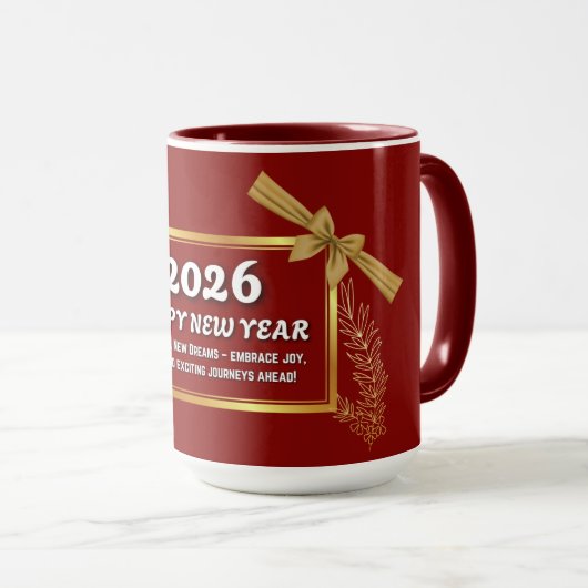 New Year 2026 Mug – Joy, Dreams & Celebration Tasse (VorderseiteRechts)