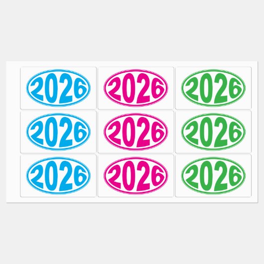 New Year 2026 Oval Sticker (Blatt)