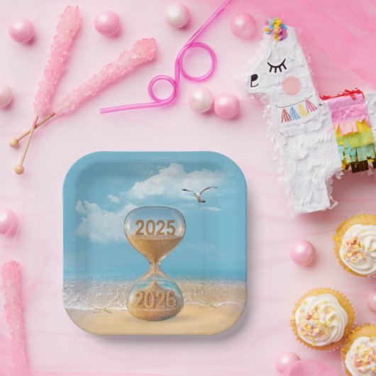 New Year 2026 Sand Timer With Starfish Pappteller (Party)