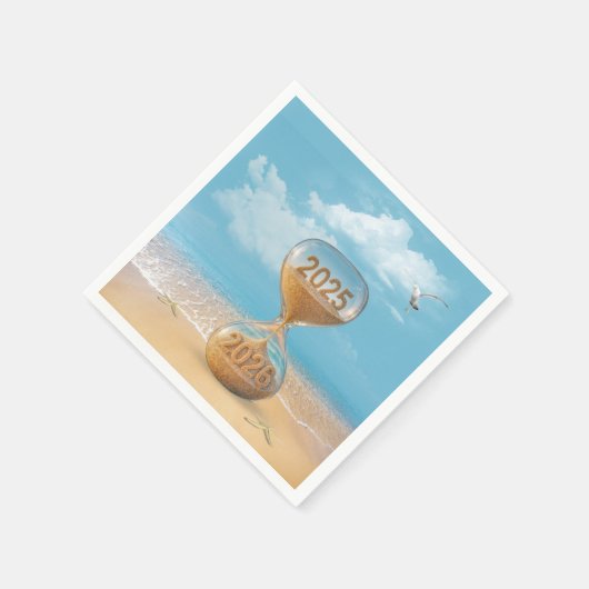 New Year 2026 Sand Timer With Starfish Serviette (Ecke)