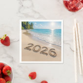 New Year 2026 Text On a Tropical Beach Serviette (Beispiel)
