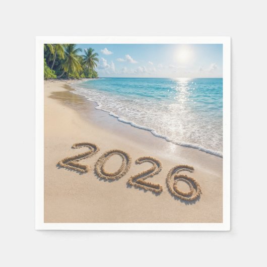 New Year 2026 Text On a Tropical Beach Serviette (Vorderseite)